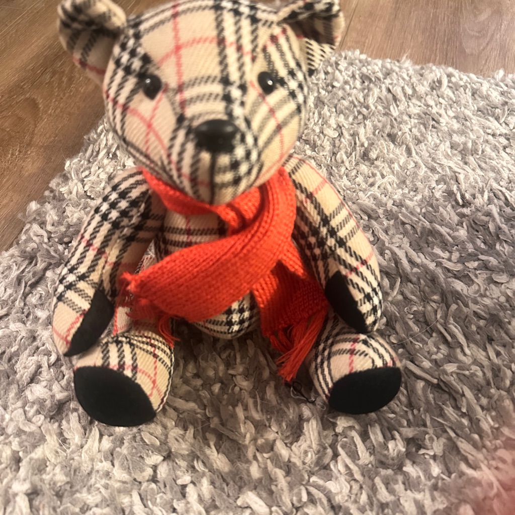 Burberry Plaid Bear With Red Accent